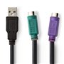 Cabo Adaptador Usb-A Macho / 2X Din 8P Fêmea 0.3M Preto