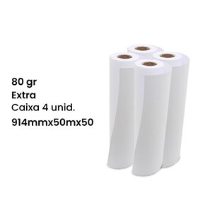 Rolo Plotter 914mmx50mx50/80g/EXTRA - Caixa de 4 unidades