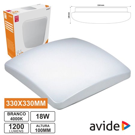 Painel Led Quadrado Aplique 18W 100Mm 4000K 1200Lm Avide