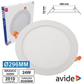 Painel Leds Redondo 24W 296Mm 6400K 2010Lm Avide