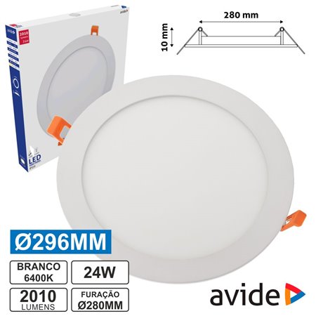 Painel Leds Redondo 24W 296Mm 6400K 2010Lm Avide