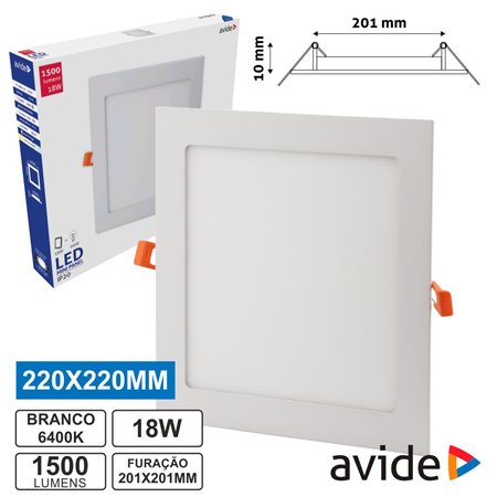 Painel Leds Quadrado 18W 220Mm 6400K 1500Lm Avide