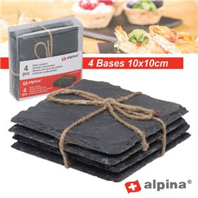 Conjunto 4 Bases Ardósia 10X10Cm Alpina