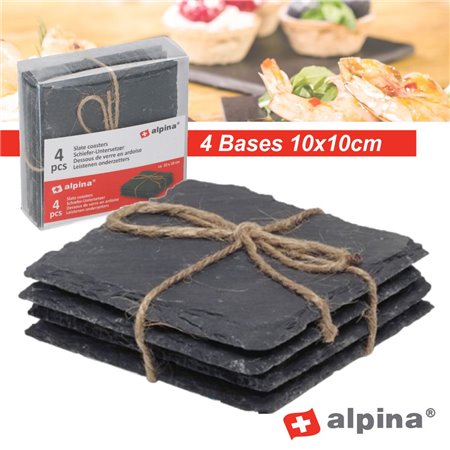 Conjunto 4 Bases Ardósia 10X10Cm Alpina