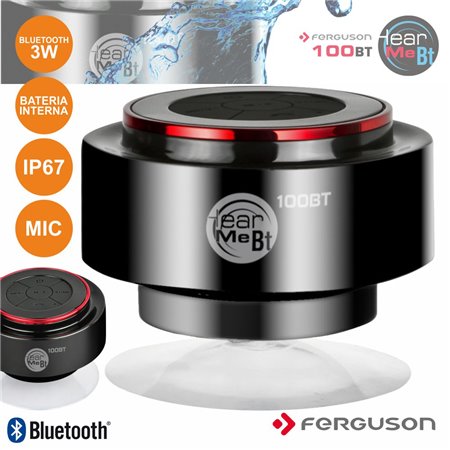 Coluna Bluetooth Portátil C/ Ventosa 3W Preto Ip67 Ferguson