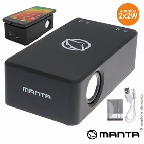 Coluna Por Indução Portátil 2X3W Usb/Aux Bat Manta