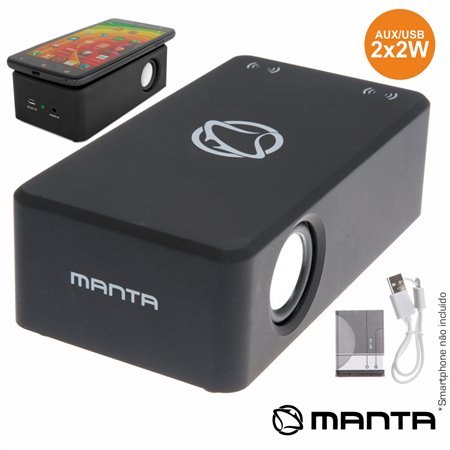 Coluna Por Indução Portátil 2X3W Usb/Aux Bat Manta