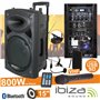 Coluna Amplificada 15" 800W Usb/Bt/Sd/Bat Vhf Preta Ibiza