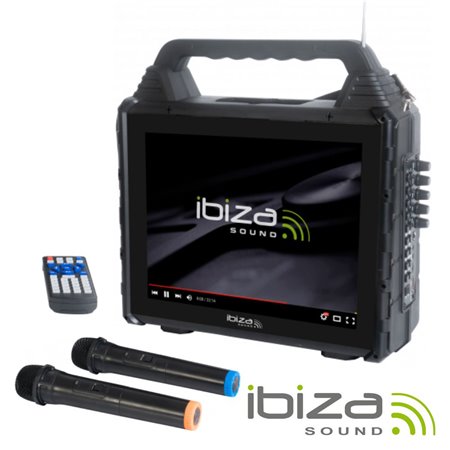 Altifalante Karaoke Portátil C/ Ecrã Usb/Bt/Sd/Aux Ibiza