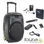 Coluna Amplificada 15" 800W Usb/Bt/Sd/Bat Vhf Preta Ibiza