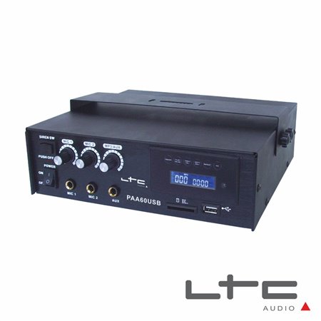 Amplificador 3 Canais Pa 70V 12/220V 60W Usb/Sd Ltc
