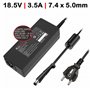 Carregador para Portatil HP 18.5V 3.5A 65W 7.4X5.0mm Ficha com Pin