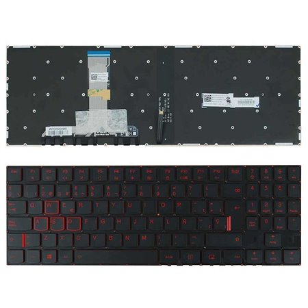 Teclado Retroiluminado em Vermelho para Portatil Lenovo Legion Y520 Y520-15Ikb R720 R720-15Ikb Preto