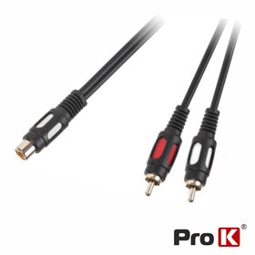 Cabo RCA Fêmea / 2-RCA Macho Dourado 25cm PROK