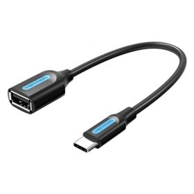 Cabo USB 2.0 Vention CCSBB, USB Tipo-C Macho - USB Fêmea, 15cm, Preto