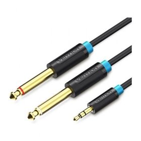 Cabo Stereo Vention BACBH, Jack 3.5 Macho - 2x Jack 6.5 Macho, 2m, Preto