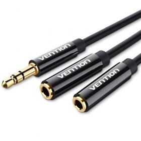 Cabo Stereo Vention BBSBY, Jack 3.5 Macho - 2x Jack 3.5 Fêmea, 30cm, Preto