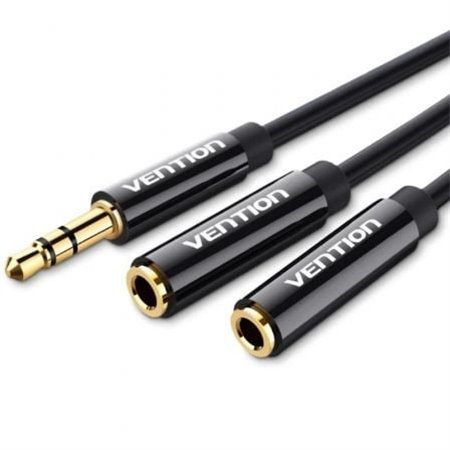Cabo Stereo Vention BBSBY, Jack 3.5 Macho - 2x Jack 3.5 Fêmea, 30cm, Preto