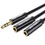 Cabo Stereo Vention BBSBY, Jack 3.5 Macho - 2x Jack 3.5 Fêmea, 30cm, Preto