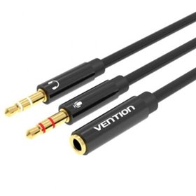Cabo Stereo Vention BBTBY, 2x Jack 3.5 Macho - Jack 3.5 Fêmea, 30cm, Preto