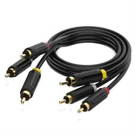 Cabo Stereo Vention BCABH, 3x RCA Macho - 3x RCA Macho, 2m, Preto