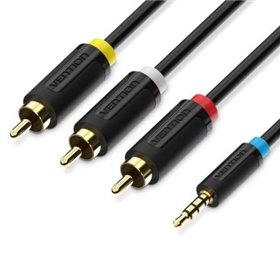 Cabo Stereo Vention BCBBG, Jack 3.5 Macho - 3x RCA Macho, 1.5m, Preto