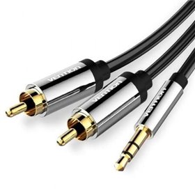 Cabo Stereo Vention BCFBF, Jack 3.5 Macho - 2x RCA Macho, 1m, Preto
