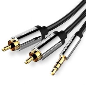 Cabo Stereo Vention BCFBJ, Jack 3.5 Macho - 2x RCA Macho, 5m, Preto