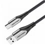 Cabo USB 2.0 Tipo-C Vention CODHH, USB Macho - USB Tipo-C Macho, Até 60W, 480Mbps, 2m, Cinza