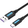 Cabo USB 2.0 Tipo-C Vention CORBD, USB Macho - USB Tipo-C Macho, Até 100W, 480Mbps, 50cm, Preto