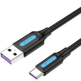 Cabo USB 2.0 Tipo-C Vention CORBF, USB Macho - USB Tipo-C Macho, Até 100W, 480Mbps, 1m, Preto