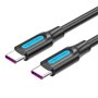 Cabo USB 2.0 Tipo-C Vention COTBF, USB Tipo-C Macho - USB Tipo-C Macho, Até 100W, 480Mbps, 1m, Preto
