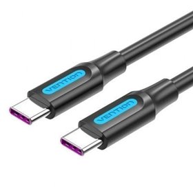 Cabo USB 2.0 Tipo-C Vention COTBH USB Tipo-C Macho - USB Tipo-C Macho, Até 100W, 480Mbps, 2m, Preto