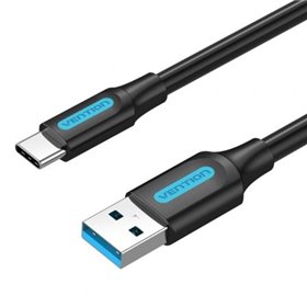 Cabo USB 3.0 Tipo-C Vention COZBF, USB Macho - USB Tipo-C Macho, Até 60W, 5Gbps, 1m, Preto