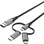 Cabo USB 2.0 Tipo-C Vention CQJHF, USB Macho, USB Tipo-C Macho - MicroUSB Macho - Lightning Macho, 480Mbps, 1m, Cinza
