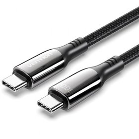 Cabo USB 2.0 Tipo-C 5A 100W Vention CTKBAV, USB Tipo-C Macho - USB Tipo-C Macho, Até 100W, 480Mbps, 1.2m, Preto