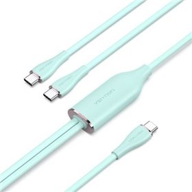 Cabo USB 2.0 Tipo-C Vention CTMGG, USB Tipo-C Macho - 2 x USB Tipo-C Macho, Até 100W, 480Mbps, 1.5m, Verde
