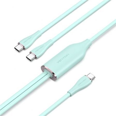 Cabo USB 2.0 Tipo-C Vention CTMGG, USB Tipo-C Macho - 2 x USB Tipo-C Macho, Até 100W, 480Mbps, 1.5m, Verde
