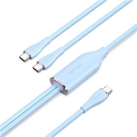 Cabo USB Tipo-C Vention CTMSG, USB Tipo-C Macho - 2 x USB Tipo-C Macho, Até 100W, 480Mbps, 1.5m, Azul