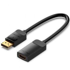 Cabo Conversor Vention HBZBB, DisplayPort Macho - HDMI 4K Fêmea, 15cm, Preto