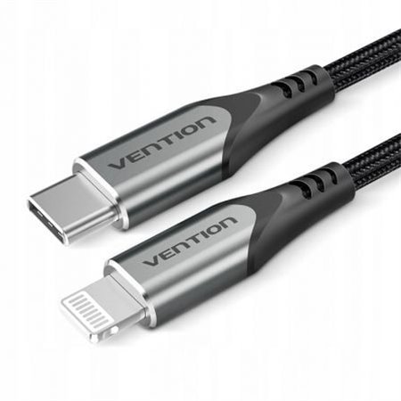 Cabo USB 2.0 Tipo-C Lightning Vention TACHF, USB Tipo-C Macho - Lightning Macho, Até 27W, 480Mbps, 1m, Cinza