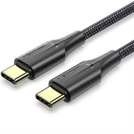 Cabo USB 2.0 Tipo-C 3A Vention TAUBH, USB Tipo-C Macho - USB Tipo-C Macho, Até 60W, 480Mbps, 2m, Preto