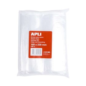 Apli Pacote de 100 Sacos Autovedantes 160 x 220 mm - Fechamento Seguro - Seguro para Alimentos