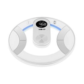 Balança de banheiro digital Muvip Round Design - Tela LCD - Plataforma de vidro - Peso máx. 180kg - Desligamento Automático