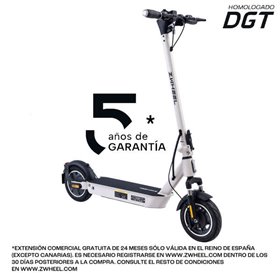 Scooter Elétrica Zwheel ZFox Max Artic Branco Motor 400W - Aprovado pela DGT - Velocidade até 25Km/h - Alcance até 50km - 3 Modo