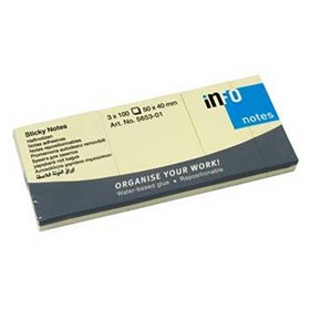 Bloco Notas Aderentes 50x40mm Amarelo 100 Folhas 3un