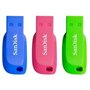 sandisk 32gb cruzador blade pack 3 usb 2.0 memoria azul - verde - rosa