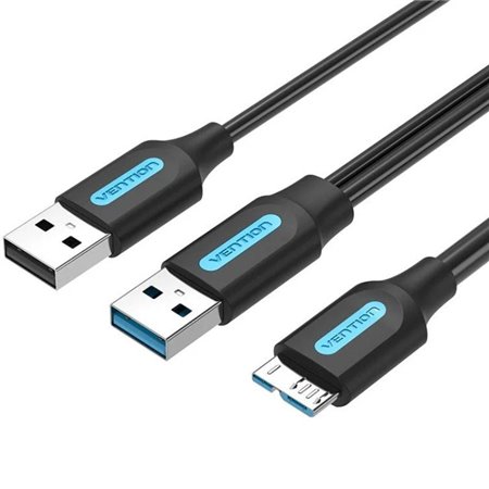 Cabo USB 3.0 Vention CQPBF, USB Macho - MicroUSB Macho, USB 2.0 Macho, 5Gbps, 1m, Preto