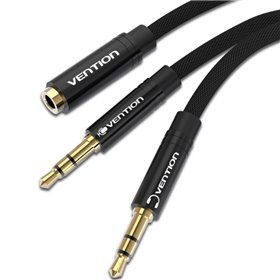 Cabo Stereo Vention BBLBF, 2x Jack 3.5 Macho - Jack 3.5 Fêmea, 1m, Preto