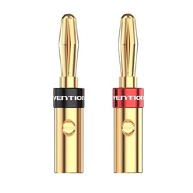 Adaptador, Conector Banana Vention BFDJ0-2, Cabo de Audio Fêmea - Banana Macho, 2 uds, Dourado